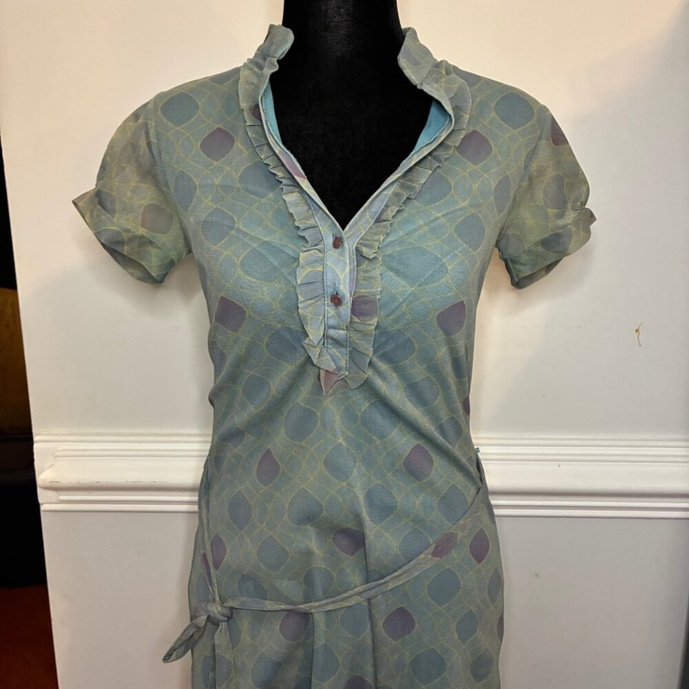 Weston Wear Short Sleeve Summer Dress, Size Medium, Shades of Blue and Green